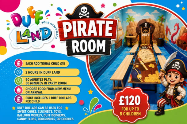 Duff Land Party Bookings - Pirate Room Party