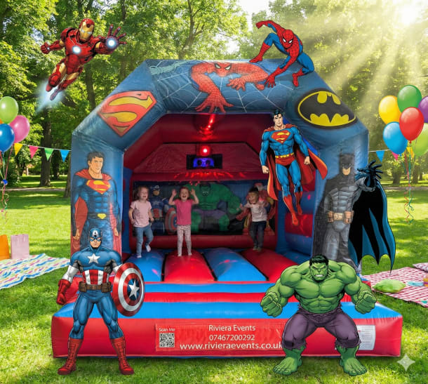 Superheroes Disco Bouncy Castle