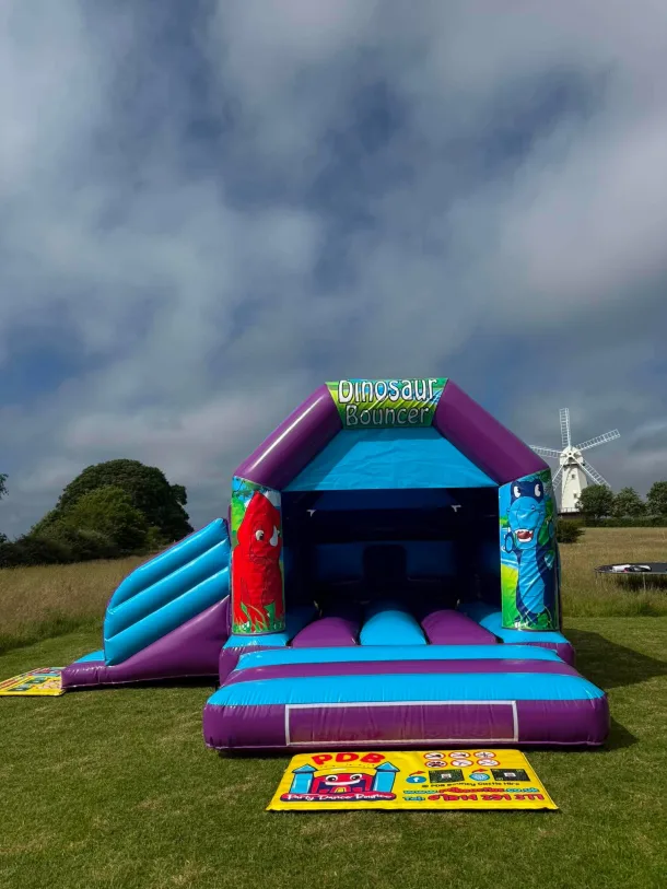 Dinosaur Themed Purple And Blue Bounce And Slide