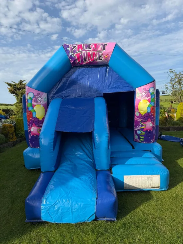 Blue Front Slide Combi Bouncy Castle With Front Slide For Hire