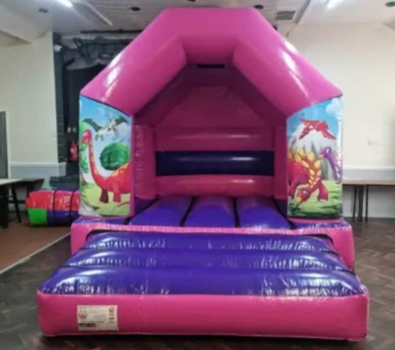 10ft X 12ft Pink And Purple Dinosaur Bouncy Castle And Soft Play