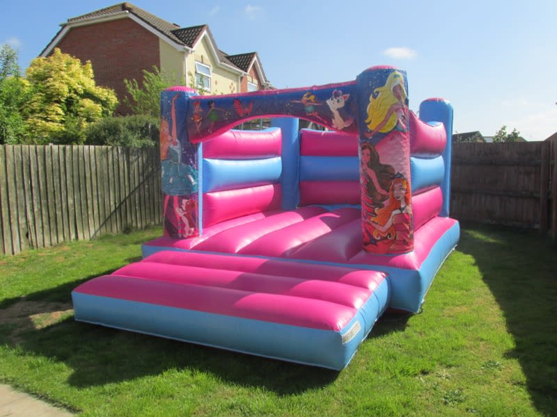Pretty Pink Barbie Bouncy Castle Hire Bourne & Peterborough Its Fun
