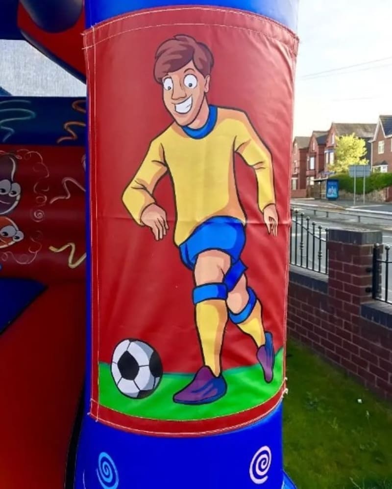 Lets Party Delux Smiley Balloons Football Bouncy Castle Bounce About