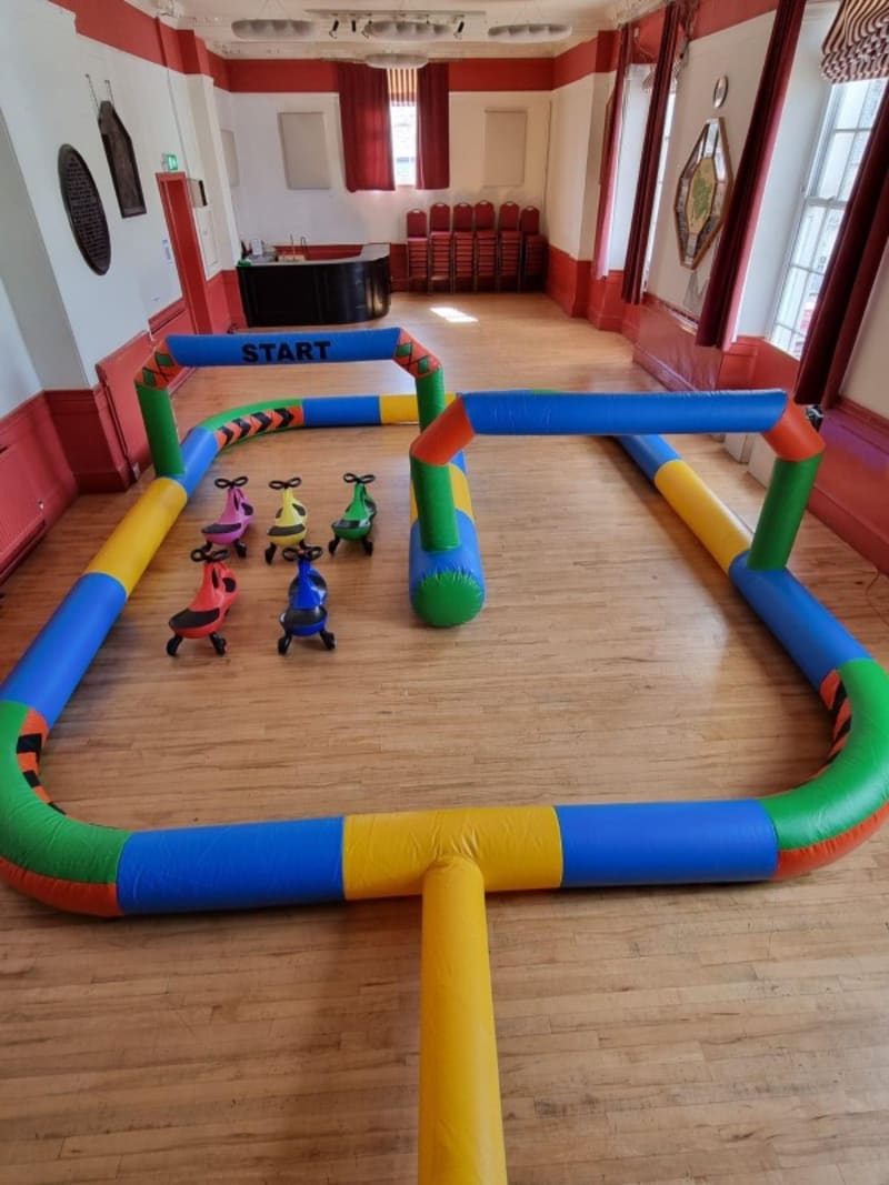 Didi Car Race Track Lets Bounce Devon, Bouncy Castle Hire Children/Adult Castles