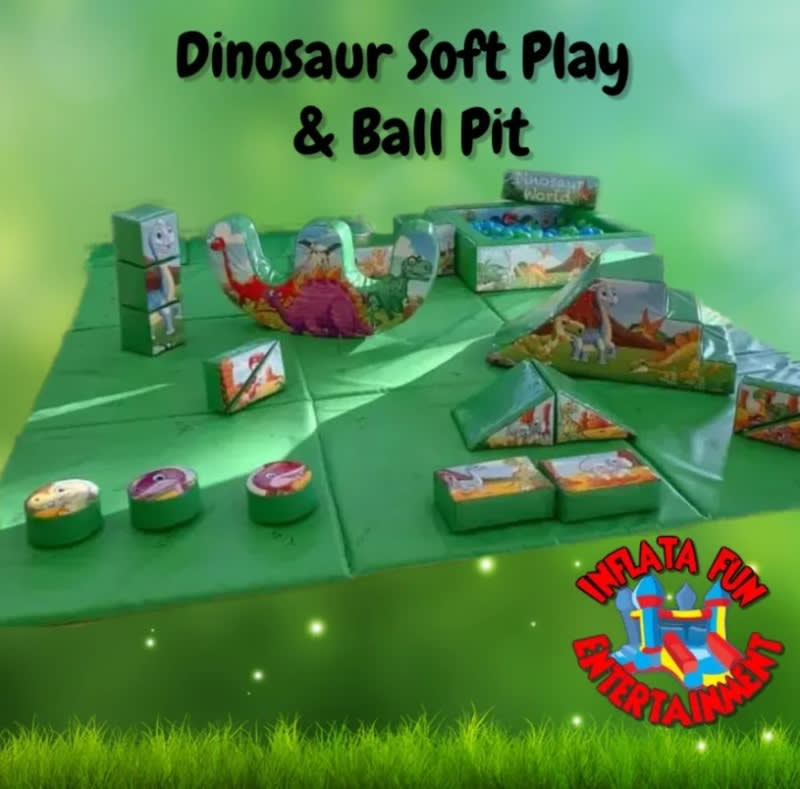 Dinosaur Soft Play And Ball Pit Inflatafun Bouncy Castle Hire