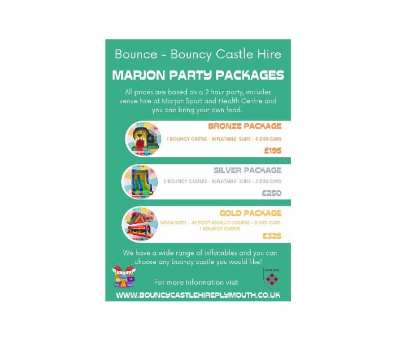 Marjon Party Packages For Hire In Plymouth And Surrounding Areas Bouncy Castle hire Plymouth