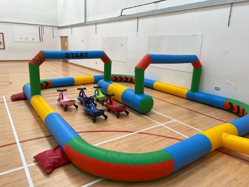 Didi Car Race Track Lets Bounce Devon, Bouncy Castle Hire Children/Adult Castles