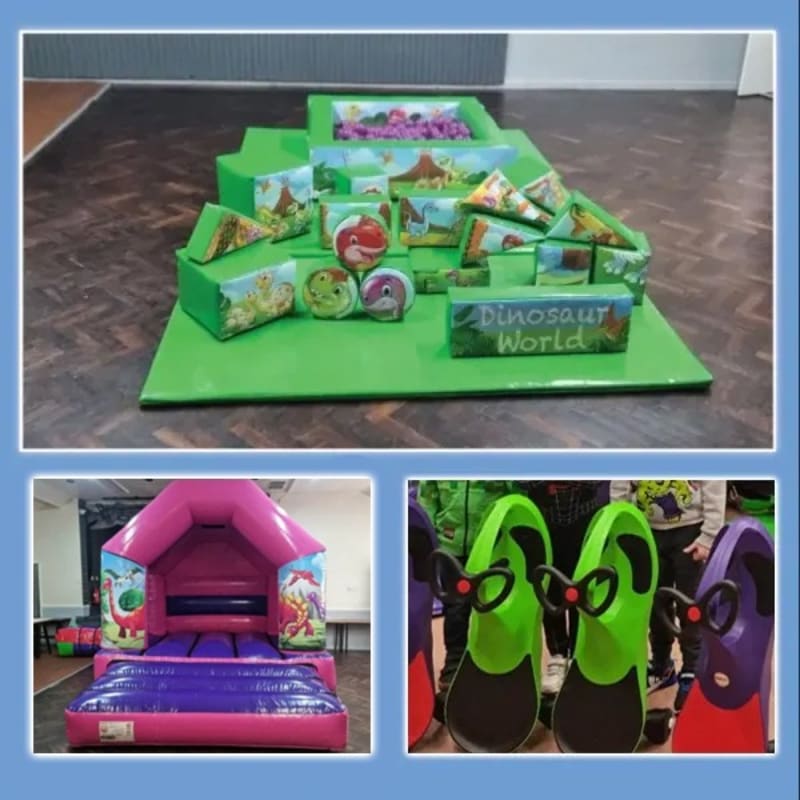 10ft X 12ft Pink And Purple Dinosaur Bouncy Castle And Soft Play