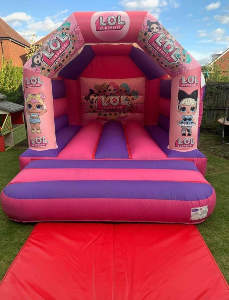 Purple And Pink Lol Castle 12x12ft JMH Leisure Bouncy Castle Hire