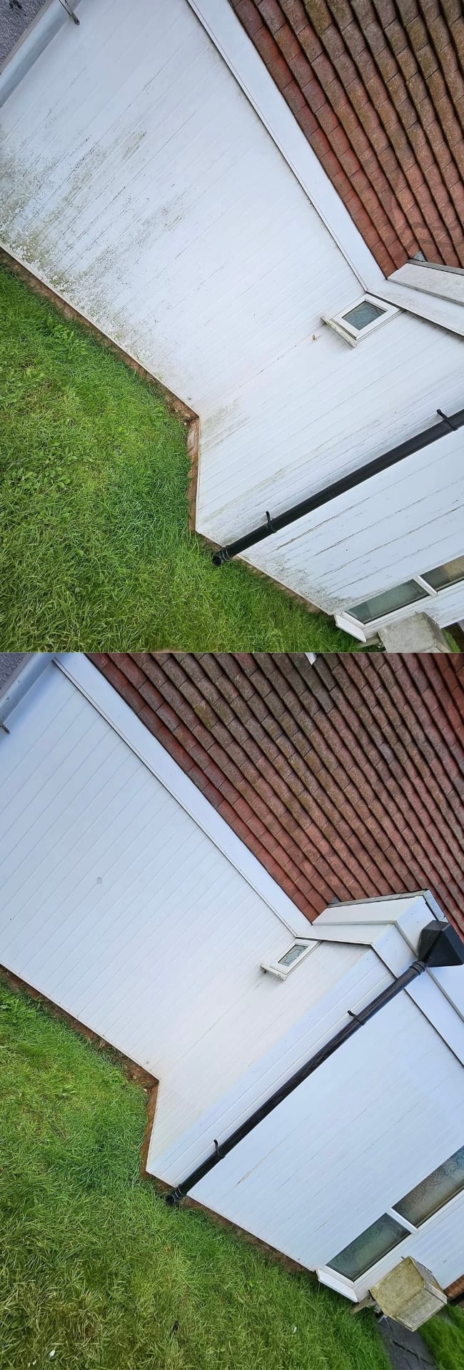Professional Exterior full house cleaning Telford - before and after.
