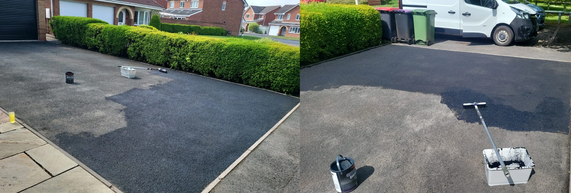 Driveway painting - sealing Telford during application