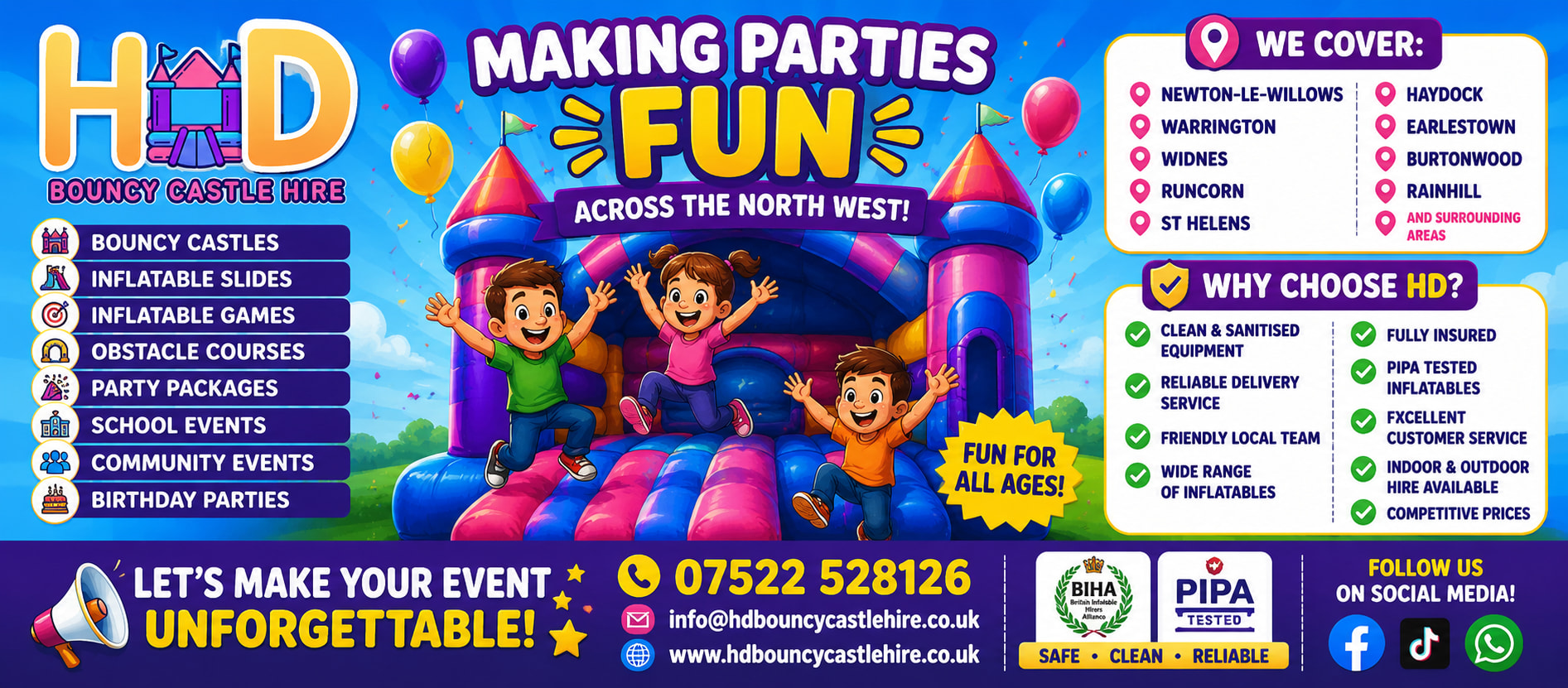 Hd Bouncy Castle Hire Newton, Widnes, Runcorn, Halewood, Warrington, And Surrounding Areas