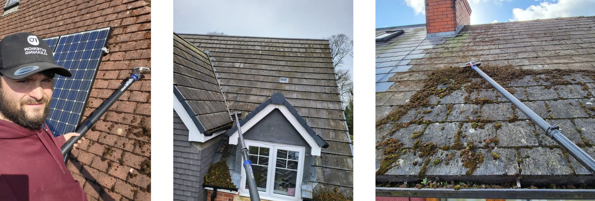 Roof moss removal before and after Telford