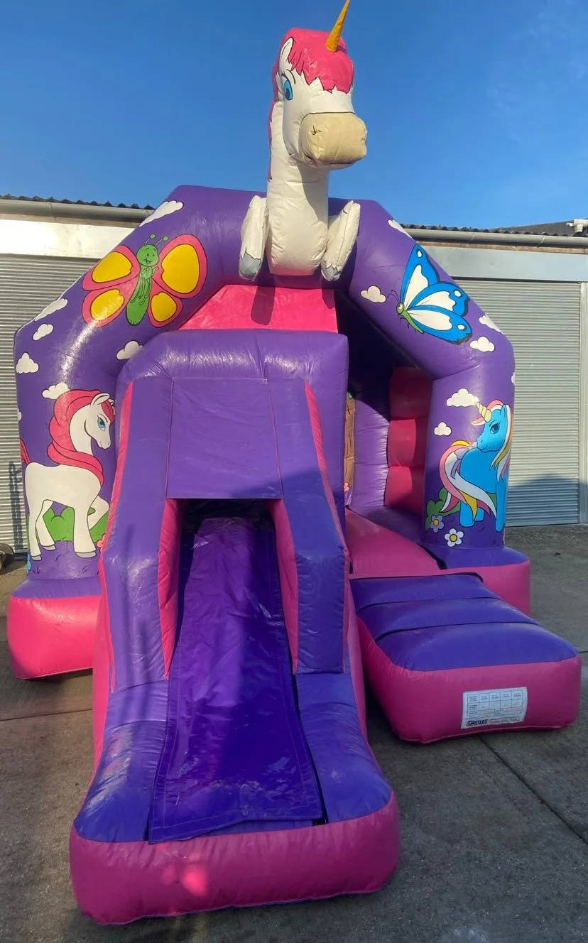 unicorn bounce and slide combo bouncy castle Shepreth