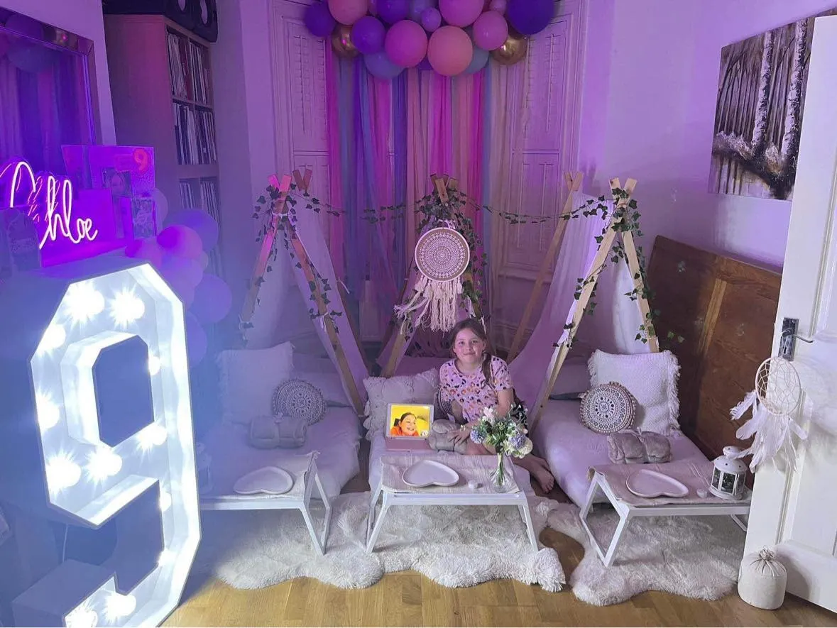 Boho sleepover birthday tents to hire in Dartford