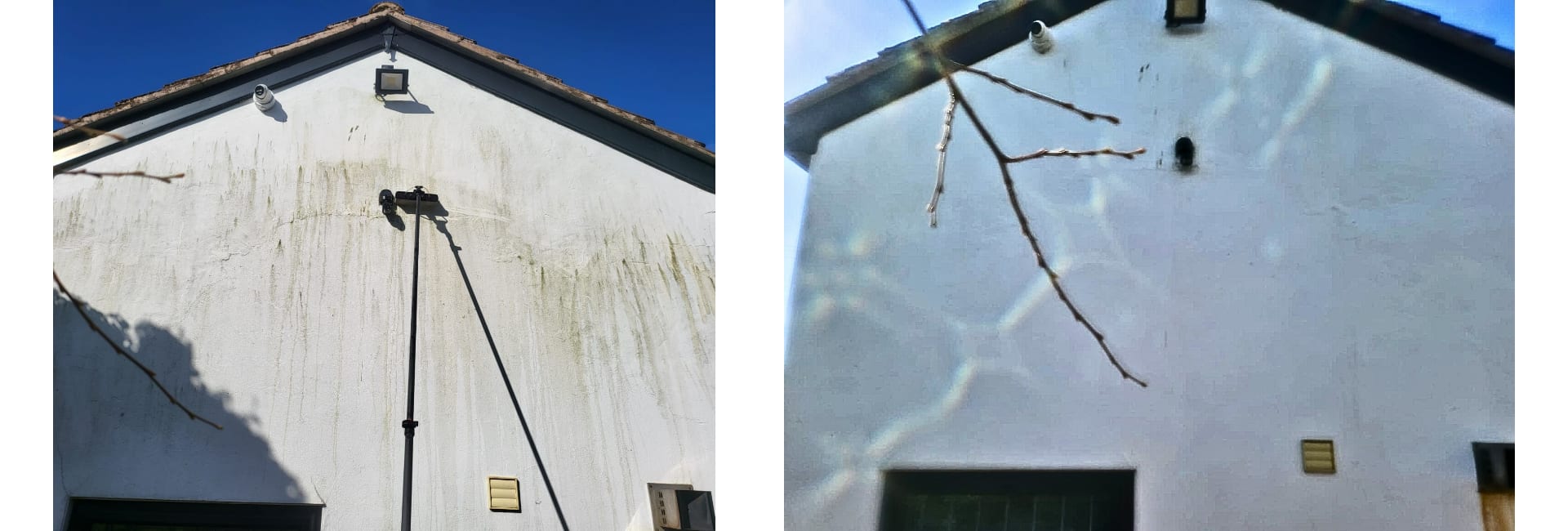 Render cleaning Telford - K-Rend and silicone render before and after