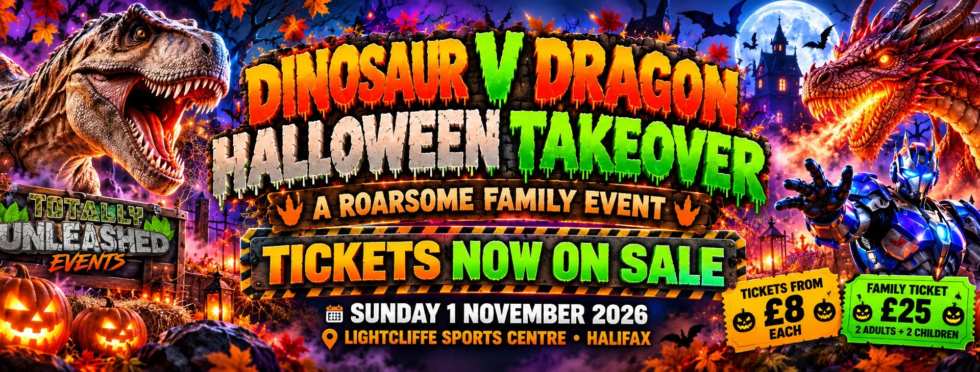 Totally Unleashed, Realistic Dinosaur Hire And Life Like Transformers, West Yorkshire