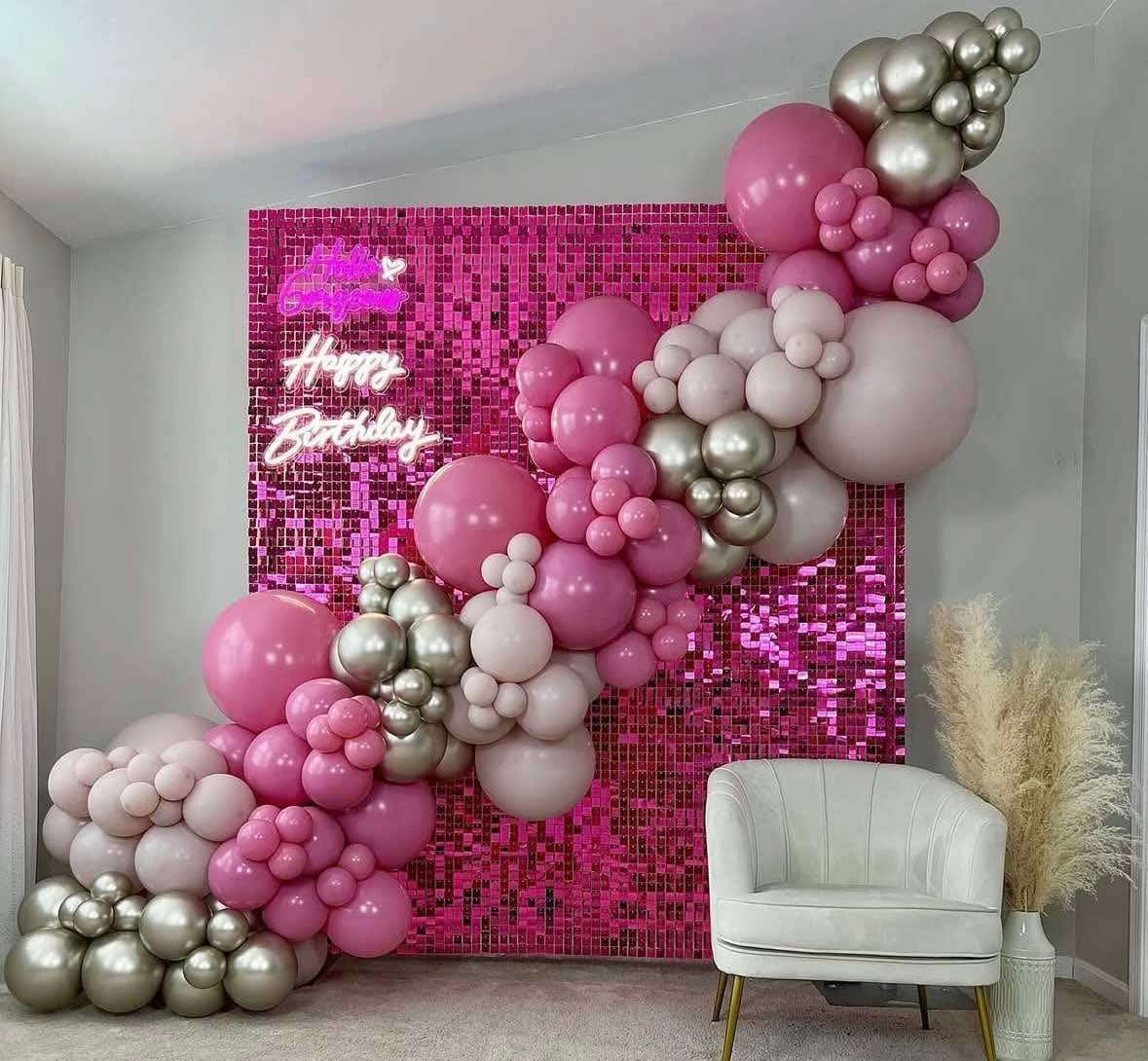 Pink sequin wall to hire in Bexley
