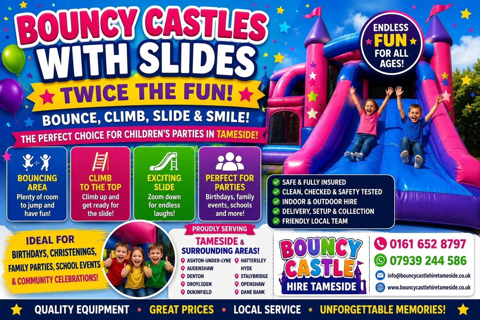 Why Bouncy Castles With Slides Give Children Twice The Party Fun In Tameside