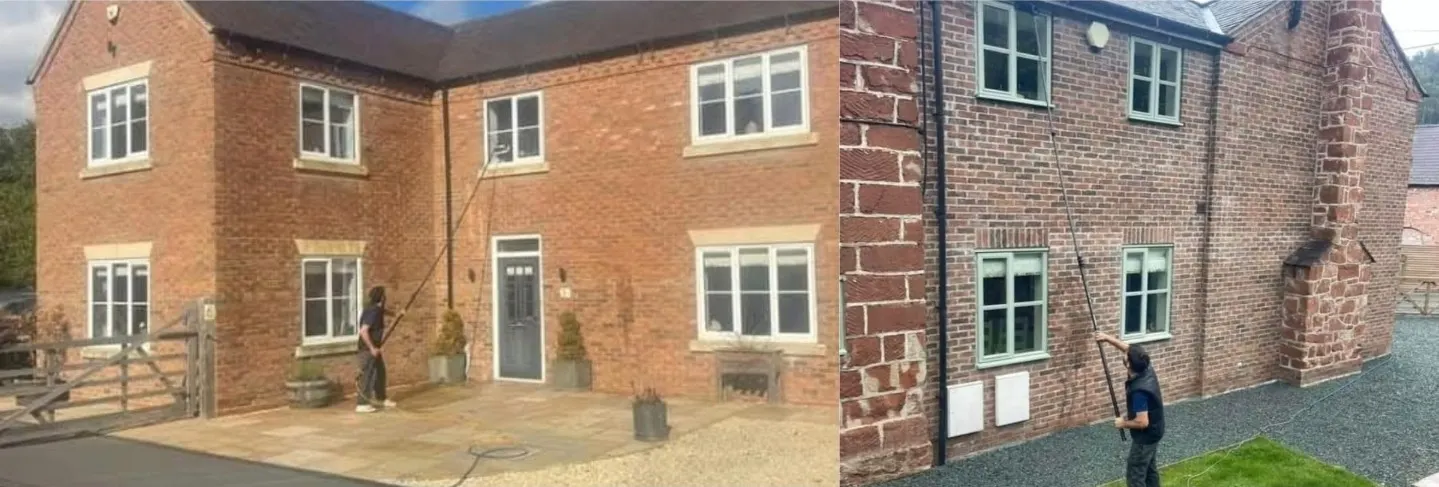 Hot water-fed pole window cleaning Telford