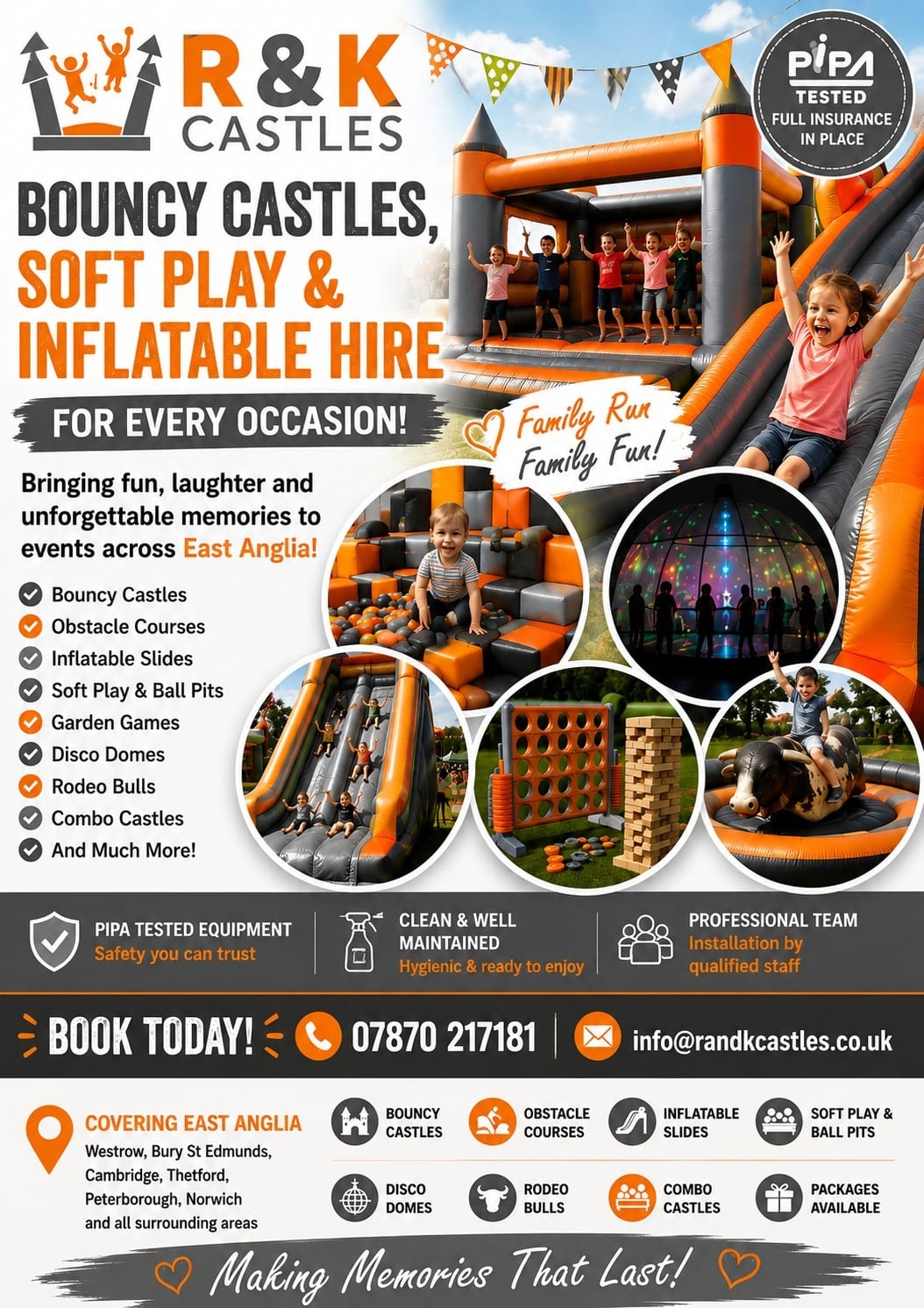 R And K Bouncy Castle Hire, Castles Westrow, Bury St Edmunds, Cambridge, Thetford, Peterborough, Norwich, and All Other Local Areas Of East Anglia