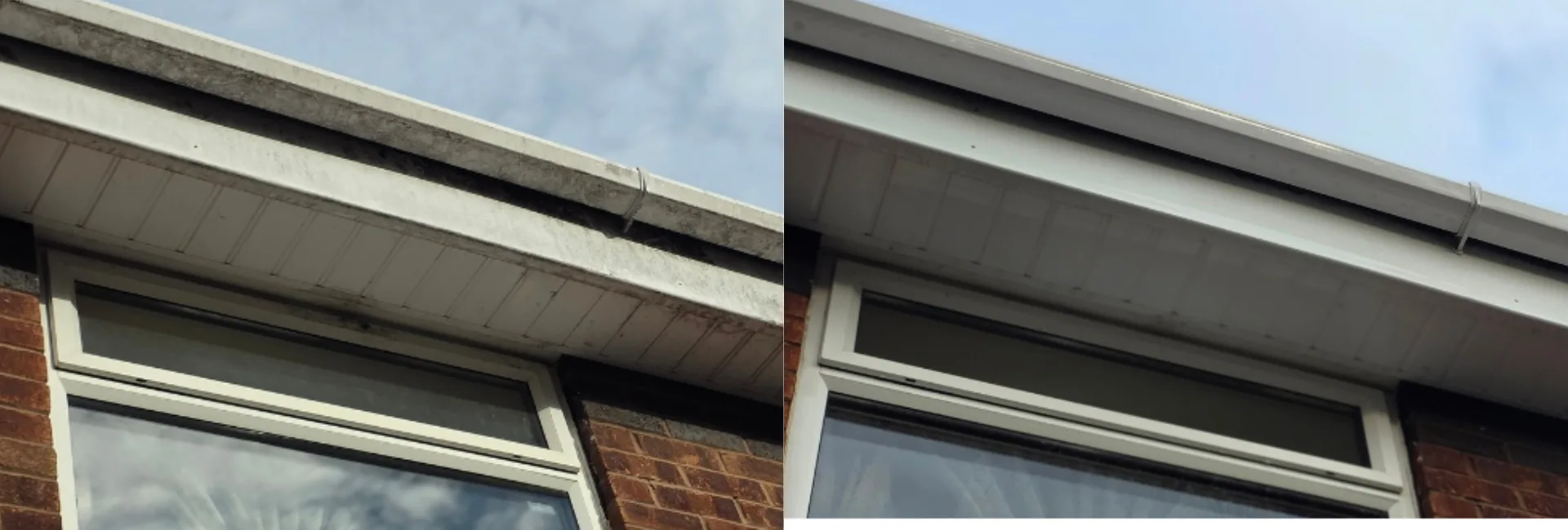 Fascias and soffits cleaning Telford - before and after