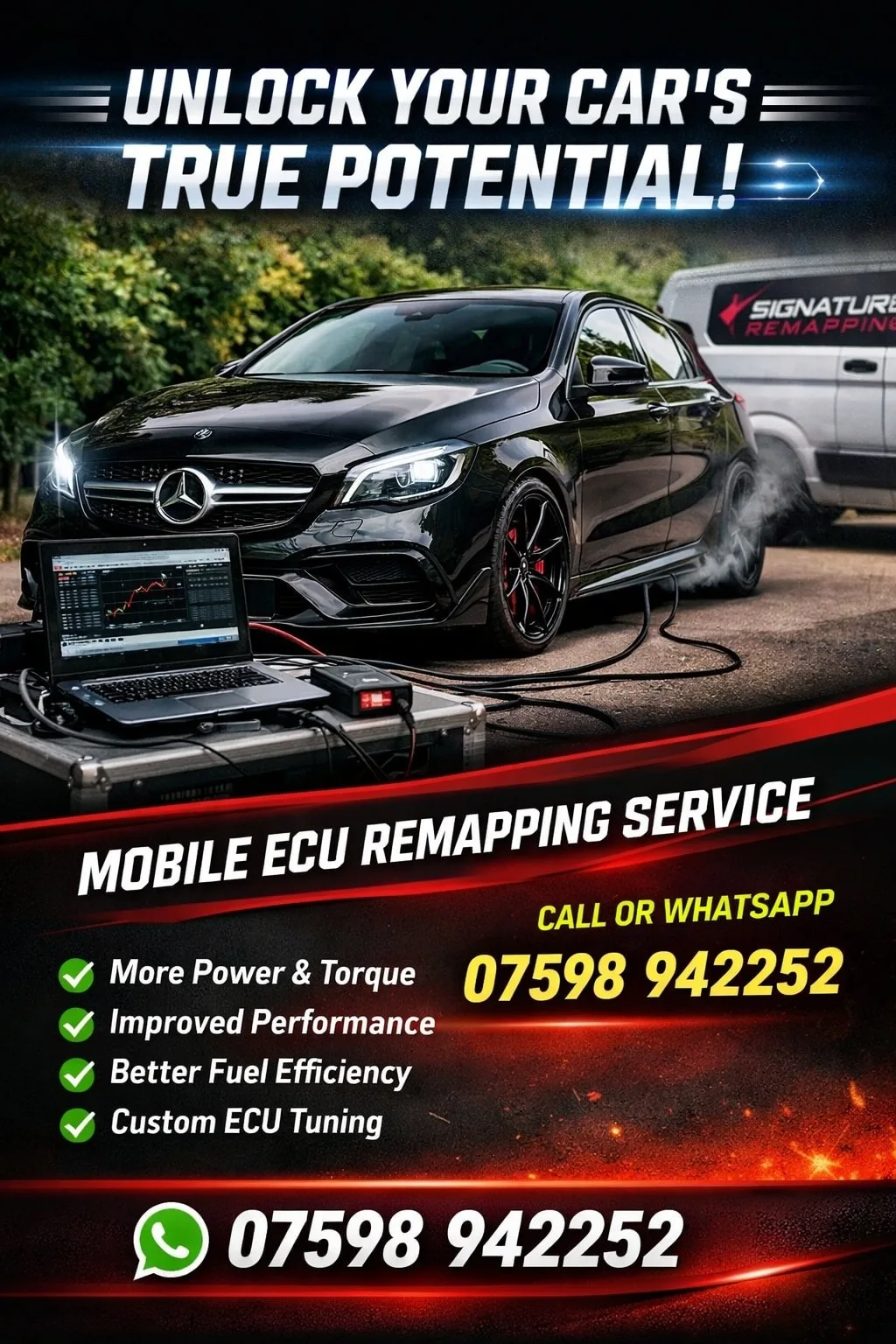 Signature Remapping - Mobile ECU Remapping Power. Performance. Efficiency. We come to you and professionally remap your vehicle for: ✅ Increased power & torque ✅ Improved throttle response ✅ Better fuel efficiency ✅ Safe, custom ECU tuning 📍 Mobile service available 📞 Call or WhatsApp: 07598 942252