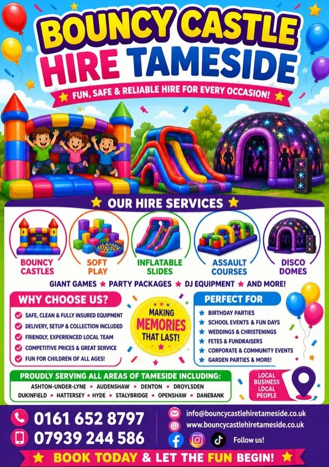 BOUNCY CASTLE HIRE TAMESIDE Fun, Safe & Reliable Hire for Every Occasion BOUNCY CASTLE HIRE TAMESIDE Fun, Safe & Reliable Hire for Every Occasion