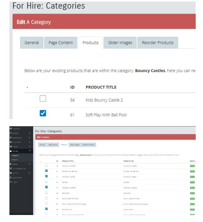 The ability to change what products appear in a category, via the category itself