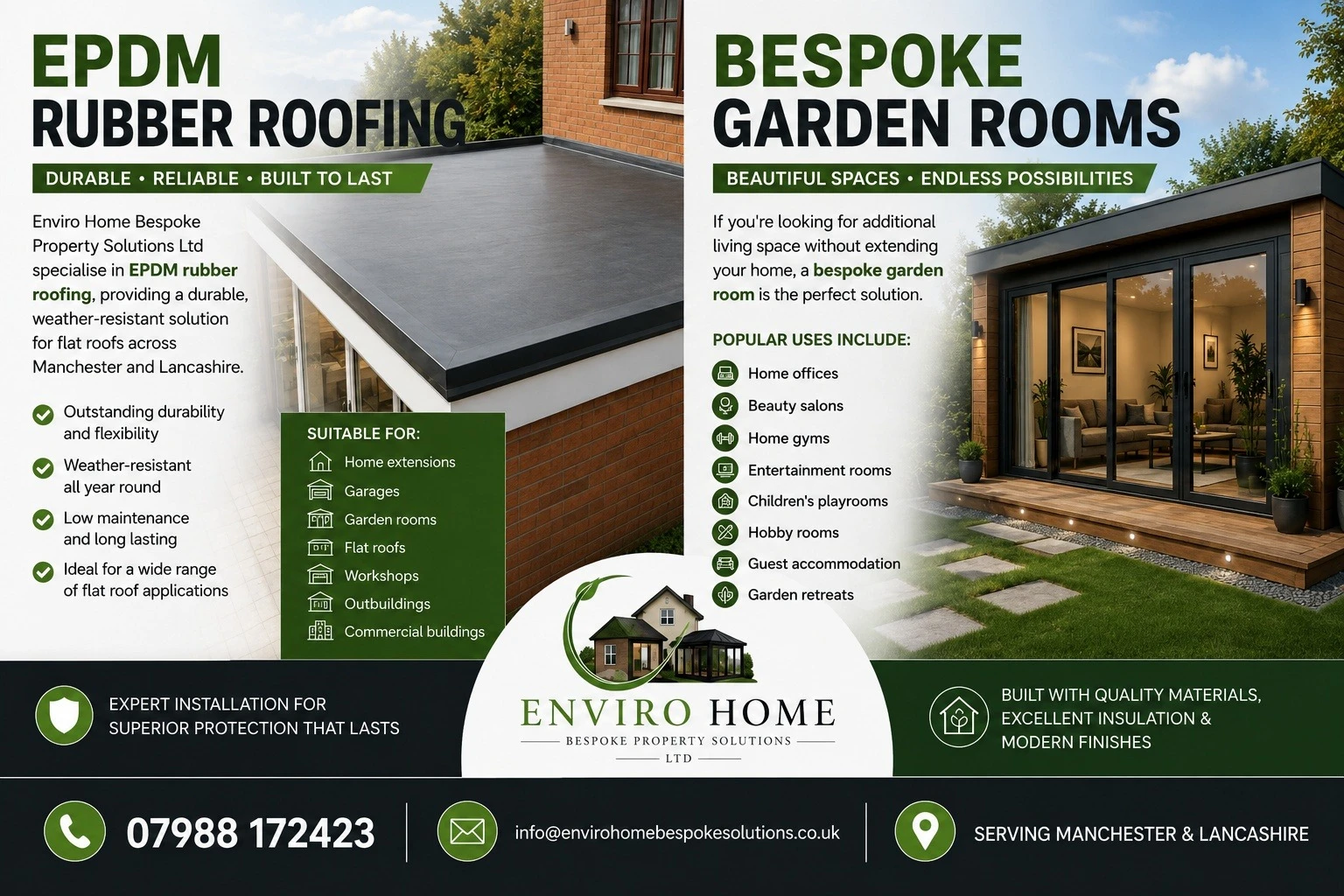 EPDM Rubber Roofing & Bespoke Garden Rooms