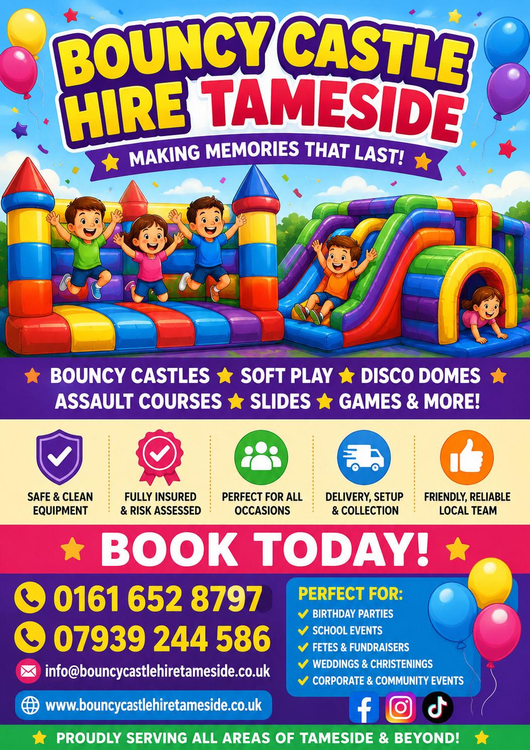 Bouncy Castle Hire Tameside, Hyde, Denton, Ashton-under-lyne, Audenshaw Jalmac Leisure, Bouncy Castle Hire & Soft Play Tameside, Ashton-under-lyne, Audenshaw