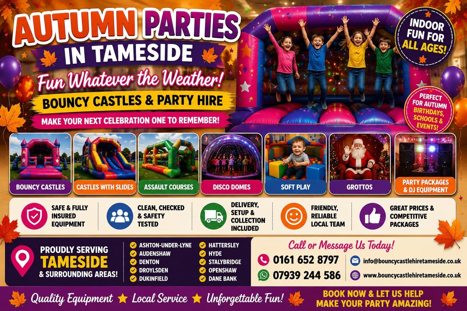 Planning An Autumn Childrens Party In Tameside With Inflatable Hire