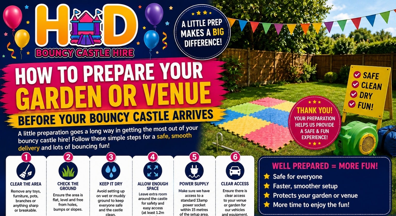 How To Prepare Your Garden Or Venue Before Your Bouncy Castle Arrives How To Prepare Your Garden Or Venue Before Your Bouncy Castle Arrives