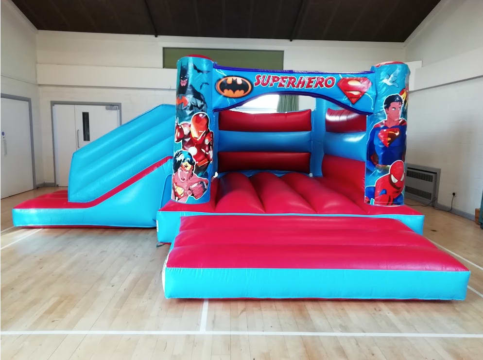 Superhero Bounce And Slide Bouncy Castle In Lawrance Park Hall In Thurlby