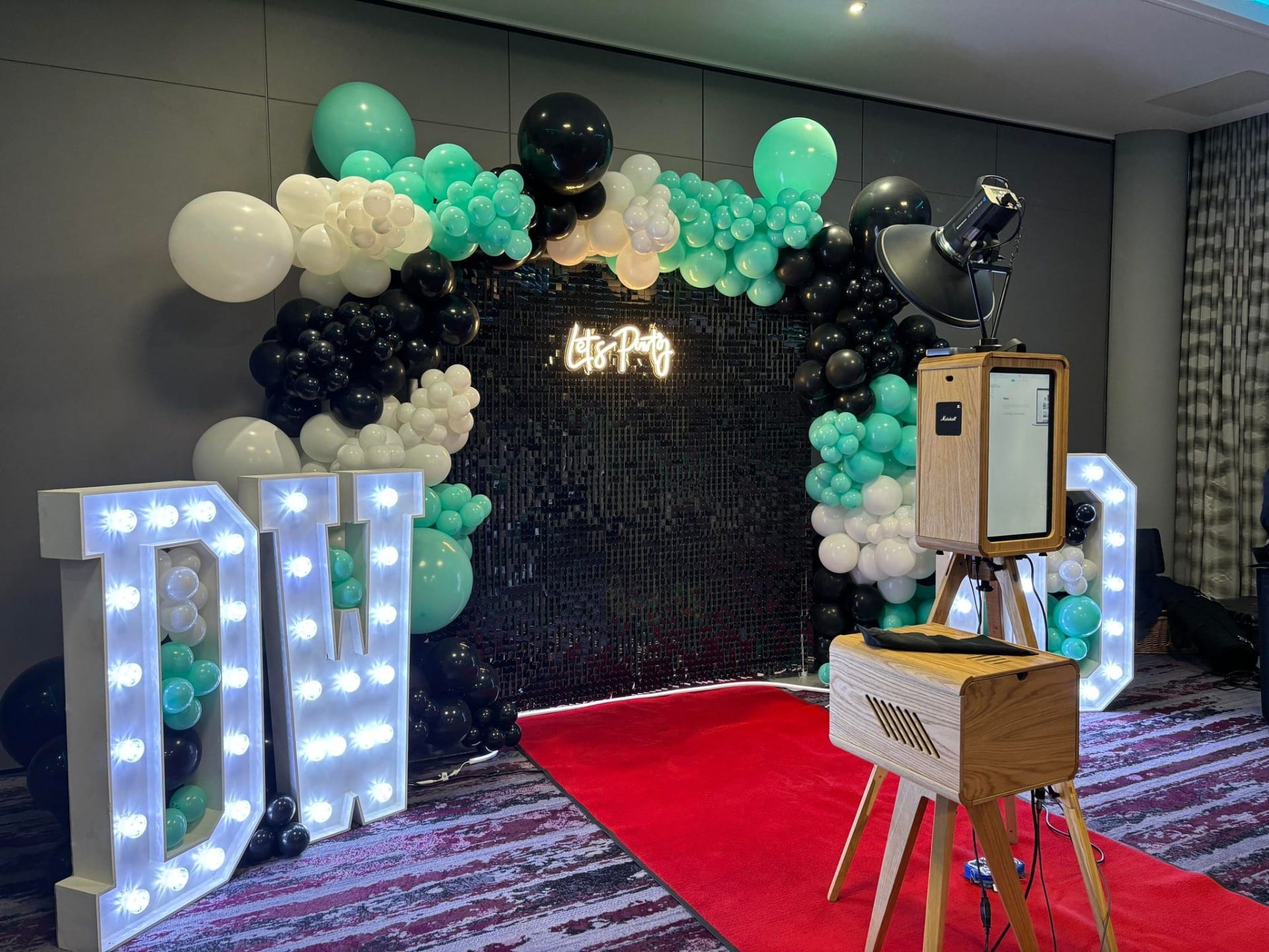 Sequin wall and balloons for a corporate event in London