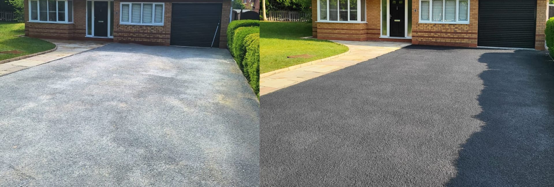 Driveway cleaning and sealing Telford before and after