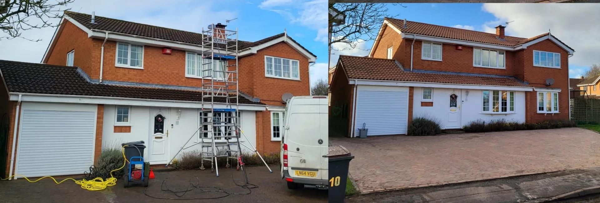 Roof cleaning Telford - moss removal and biocide treatment before and after