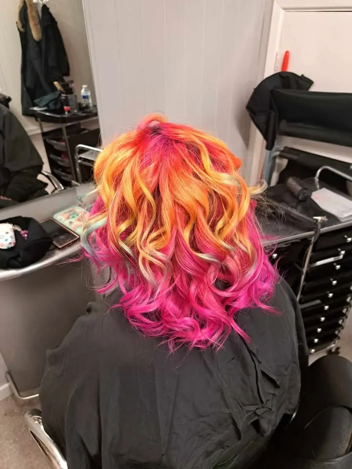 pink, orange, waves, crazycolours, vivid, bright, eyecatching, alt, emo, unique