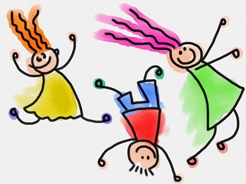 Drawing of Children Bouncing on a Bouncy Castle