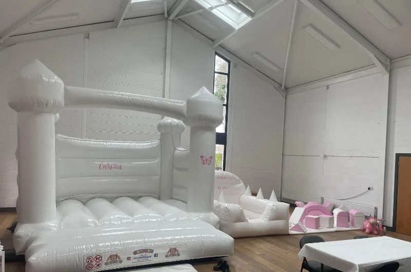12ft X 12ft White Bouncy Castle And Pink And White Soft Play Package ...