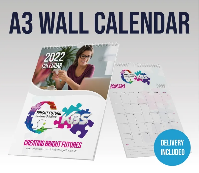 A3 Wall Calendar With Your Branding And 13 Pages Inc Cover