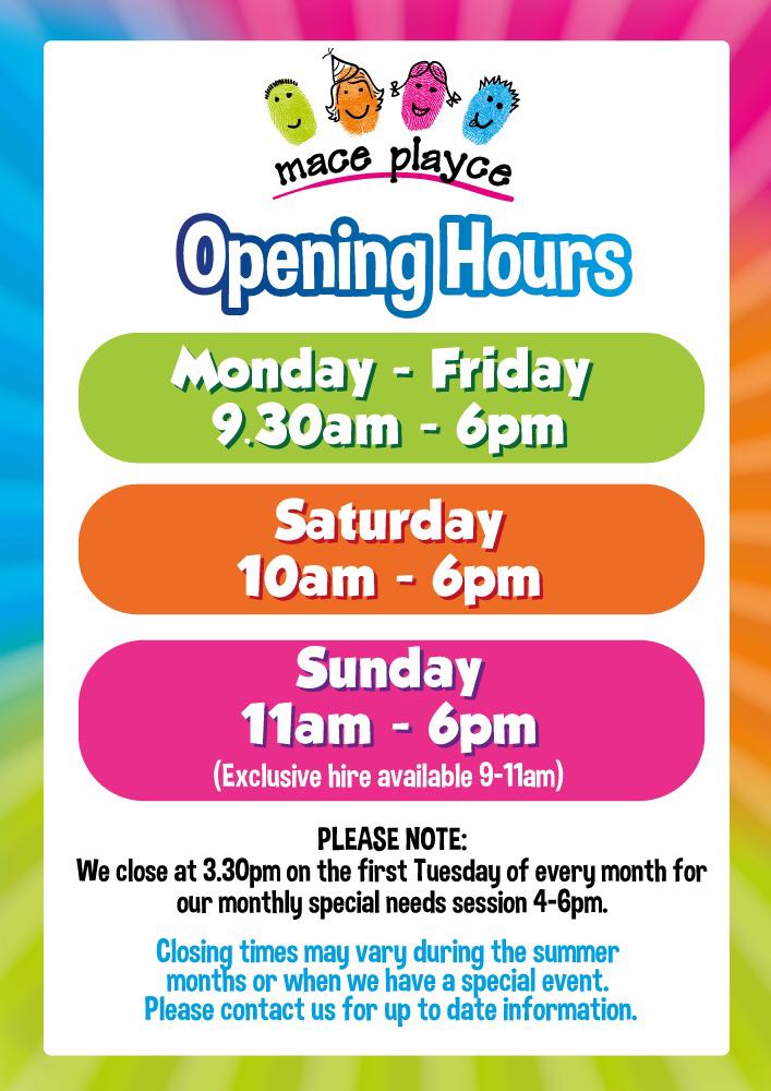 Opening Hours Soft Play Centre Chelmsford