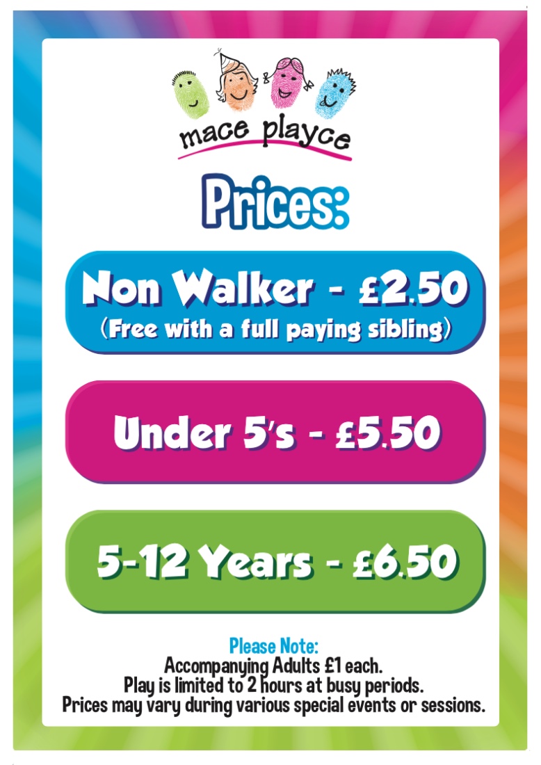 Price List Soft Play Centre Chelmsford