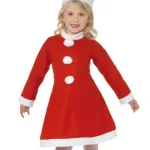 Santa Girl (dress With White Pom Poms & Hat) - One Size