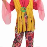 Kids Hippy Costume (attached Waistcoat Trousers Headband)