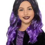 Kids Witch Wig Black And Purple