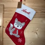 Christmas Stocking Grey Fox, Wolf, Husky Cub