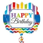 25 Inch Happy Birthday Stripe & Chevron Supershape