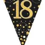 Party Bunting Sparkling Fizz Numbers Black & Gold 11 Flags 3.9m