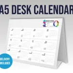 A5 Folded Desk Calendar With Your Branding And 12 Month Design